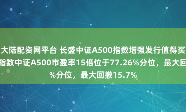 大陆配资网平台 长盛中证A500指数增强发行值得买吗？跟踪指数中证A500市盈率15倍位于77.26%分位，最大回撤15.7%
