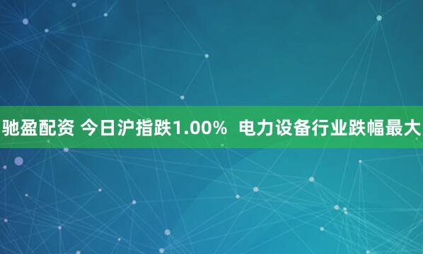 驰盈配资 今日沪指跌1.00%  电力设备行业跌幅最大